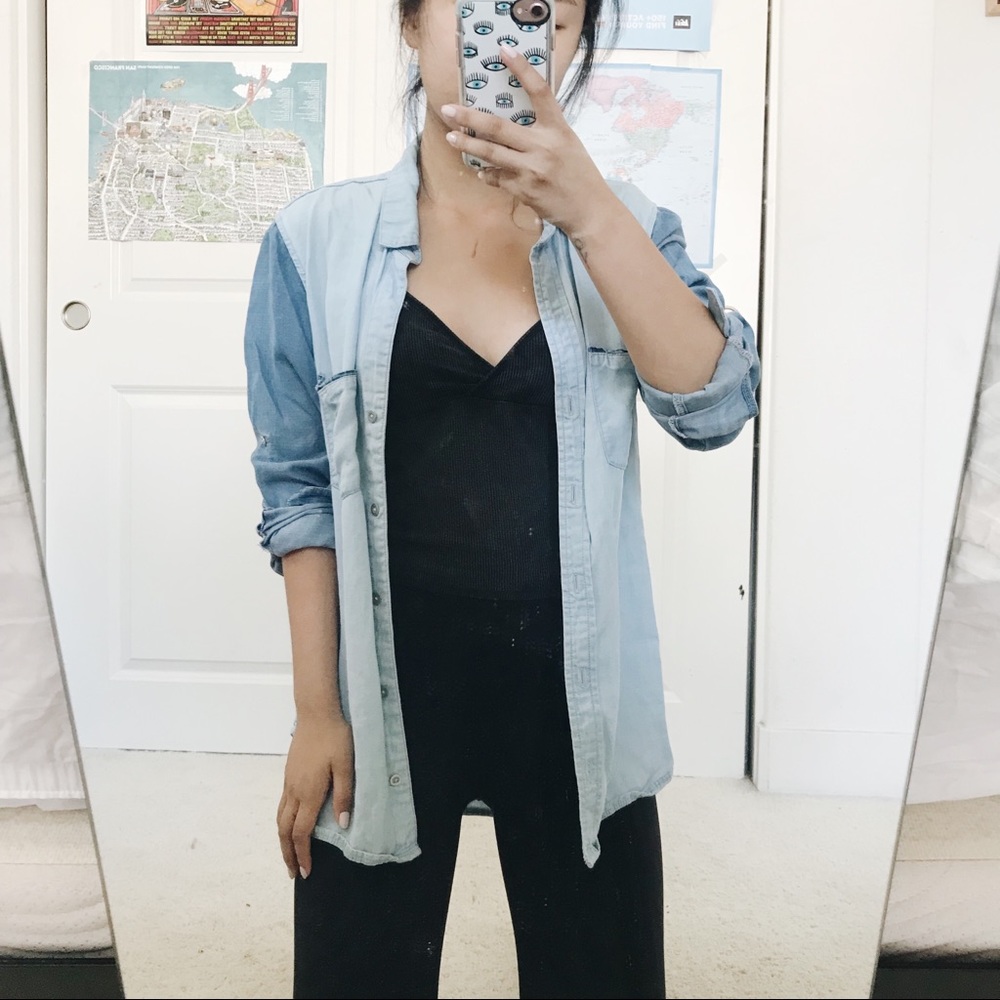 cloth&stone two tone denim shirt